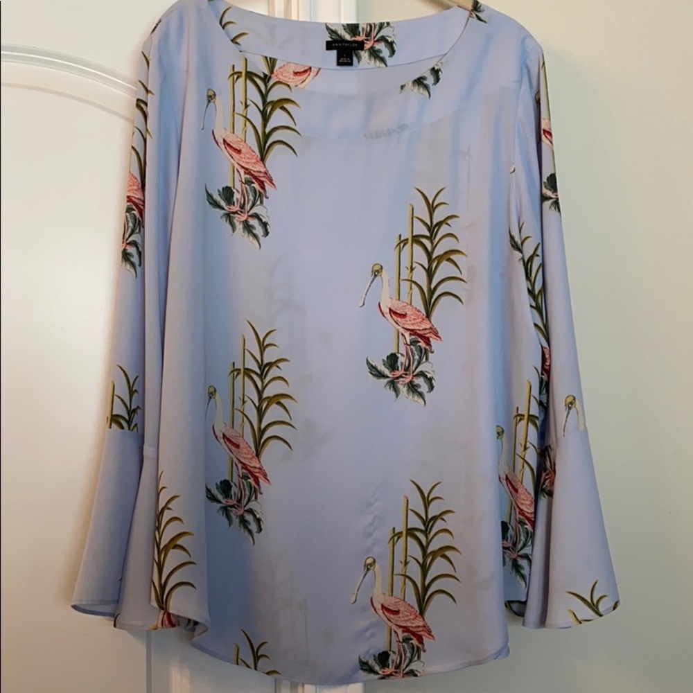 Ann Taylor Bell Sleeve Pelican Blouse